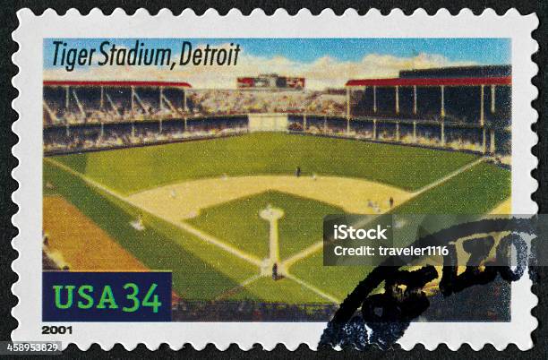 Tiger Stadium Detroit Stamp - Fotografie stock e altre immagini di Stile retrò - Stile retrò, Vecchio stile, Baseball
