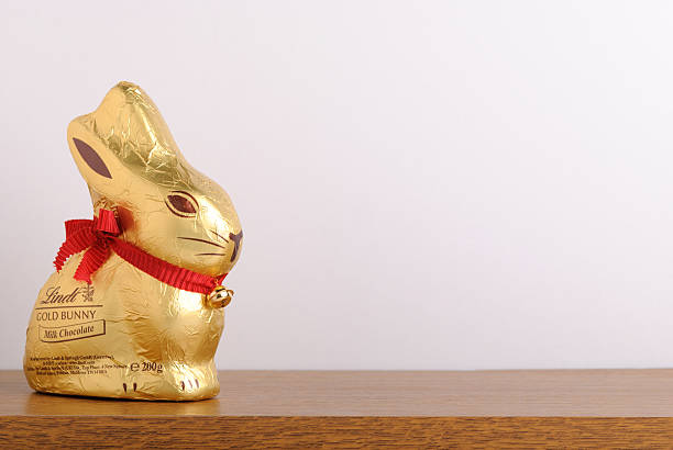 Lindt Easter Gold Bunny on Shelf stock photo