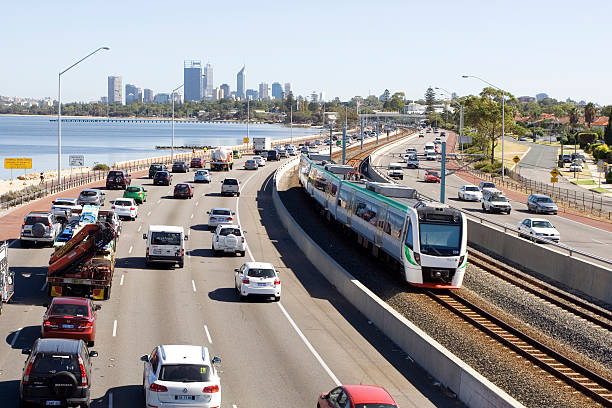 perth traffico - train australia electric train image foto e immagini stock