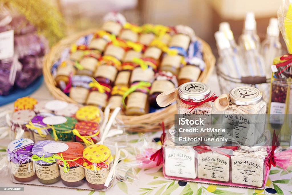 Souvenirs shop in Provenve "Saint-Remy-de-Provence, France - July 9, 2012: Traditional souvenirs shop in Provenve. Jam and honey are sold here." France Stock Photo