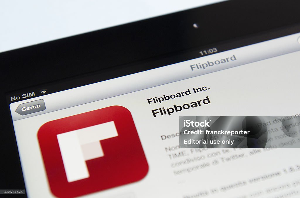 Macro de Flipboard na apple app store, ipad 3 - Royalty-free Aplicação móvel Foto de stock