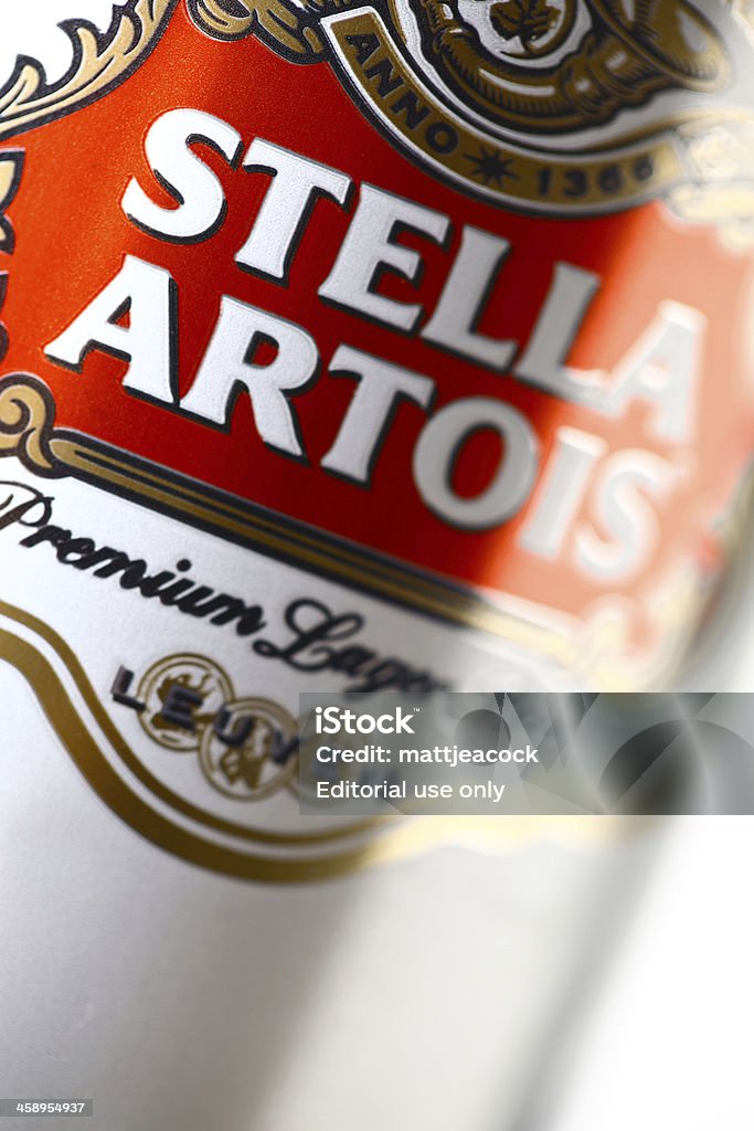 Stella Artois "London, United Kingdom - March 5, 2012: Stella Artois is an alcoholic larger brewed in Belgium since 1926. Stella Artois is available on draught, cans and bottles." Stella Artois Stock Photo