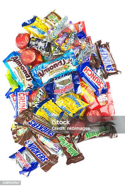 Pile Of Candy On White Background Stock Photo - Download Image Now - Candy, Heap, Chocolate