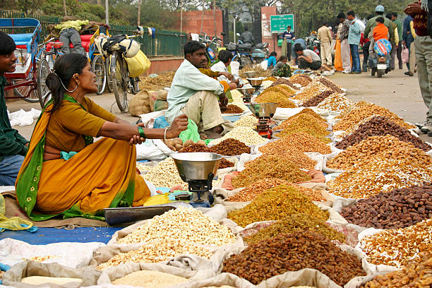 Sellers at Meena Bazaar stock photo