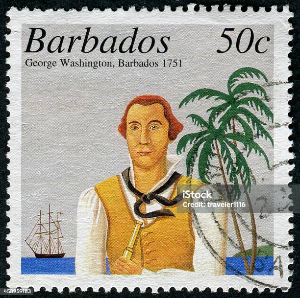 George Washington In Barbados Stamp Stockfoto und mehr Bilder von Alt - Alt, Barbados, Besuchen