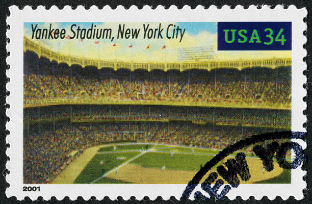 Yankee Stadium Stamp "Richmond, Virginia, USA - November 20th, 2012:  Cancelled Stamp From The United States Featuring Yankee Stadium In New York City." american league baseball stock pictures, royalty-free photos & images