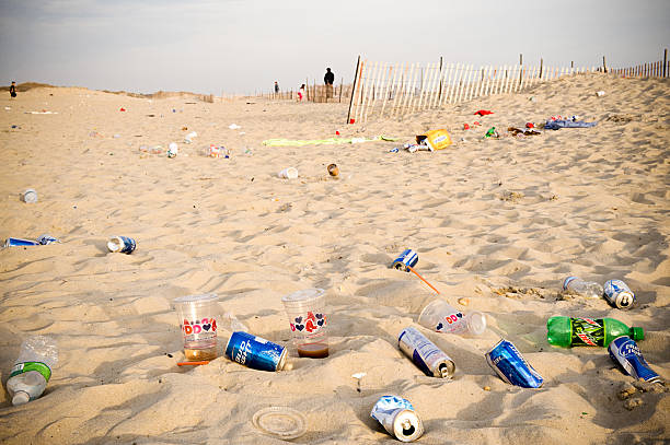 Garbage on the Beach stock photo