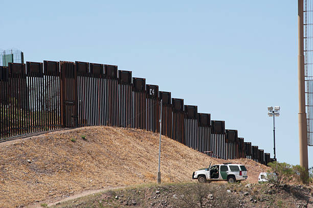 Border Fence and Patrol in Nogales, Arizona stock photo