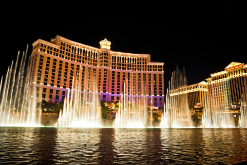 Las Vegas, Nevada, USA. 09.18.2022.  Fantastic view of fountains.