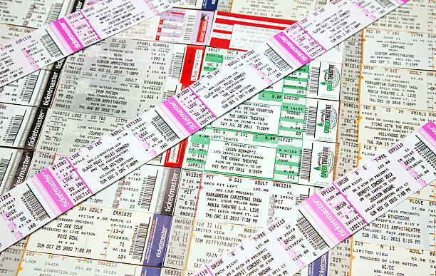 Music Concert Show Event Tickets "Los Angeles, CA, USA - November 5, 2012: Music concert show event tIckets for Los Angeles area performances." cirque de soleil stock pictures, royalty-free photos & images