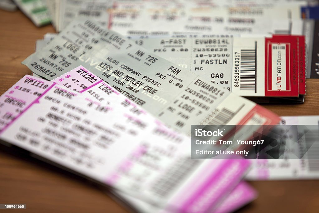 Mostra i biglietti per l'evento Concerto di musica - Foto stock royalty-free di Ticketmaster