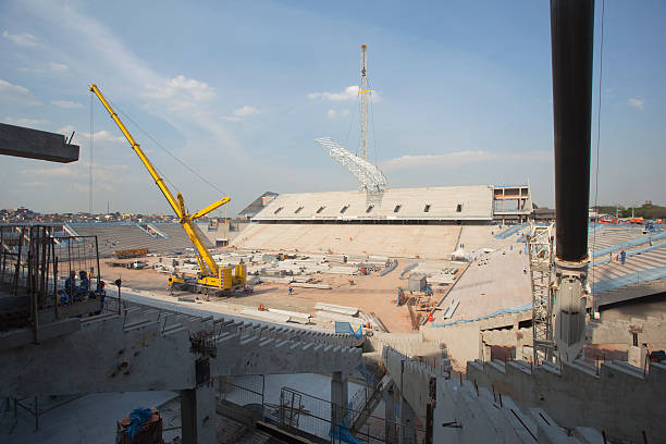 Construction of Corinthians Arena in Brazil, FIFA World  Cup 2014 "Sao Paulo, Brazil - October 1, 2012: Construction of Corinthians Arena in Brazil, FIFA World  Cup 2014" corinthians fc stock pictures, royalty-free photos & images