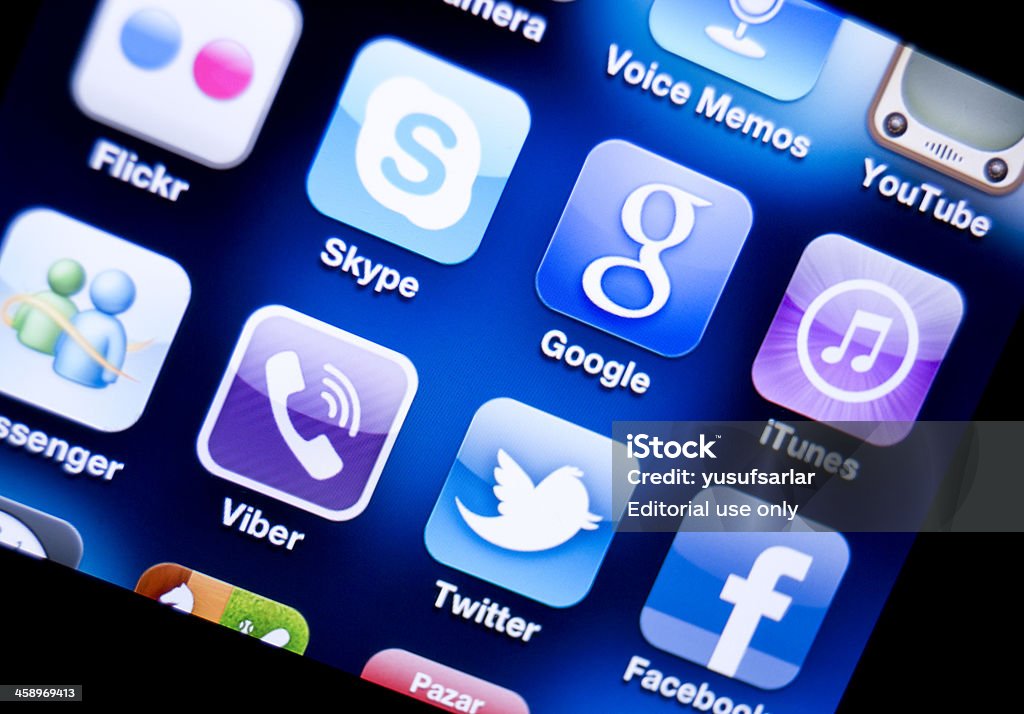 Applications de médias sociaux sur Apple Iphone - Photo de Apple Incorporated libre de droits