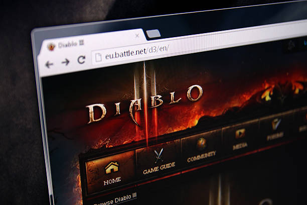 diablo 3 la page d'accueil - google searching internet e commerce photos et images de collection