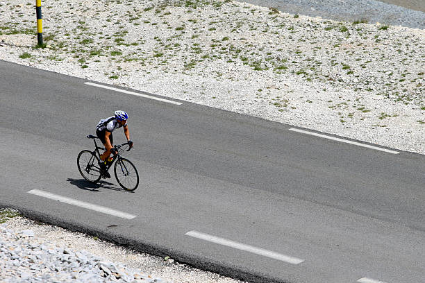 cyclist to Mont Ventoux stock photo