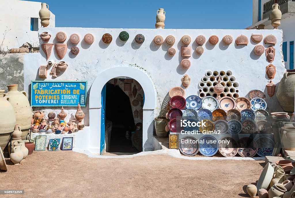 Tunisia "Djerba, Tunisia - April 19, 2008: A richly decorated entrance of a ceramics shop in the market area." Djerba Stock Photo