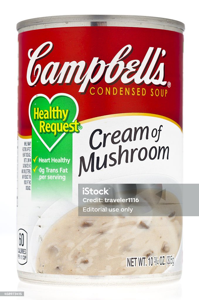 Campbell のクリームのキノコのスープ - キノコのロイヤリティフリーストックフォト