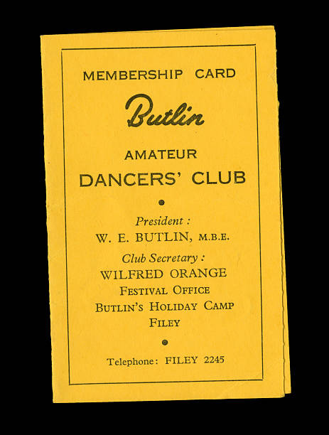 butlin s amatoriale dancers'club card - summer resort id card sign paperwork foto e immagini stock