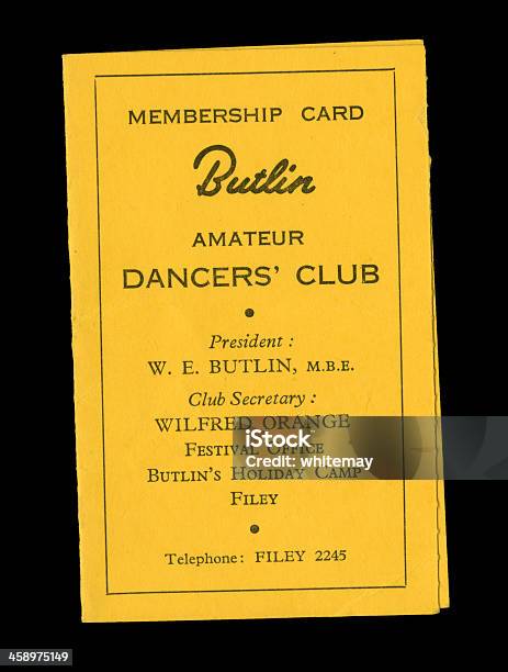 Butlins Amateur Dancers Club Card Stock Photo - Download Image Now - Butlins, 1950-1959, Sign