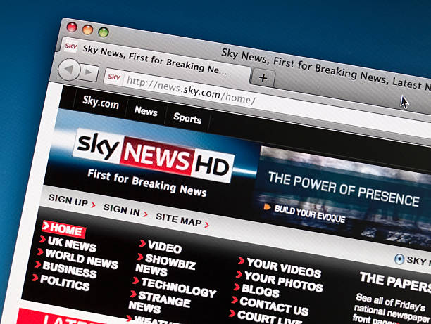 Sky News website "London, England - September 9, 2011: Part of the Home Page of the website of Sky News. Sky News is a rolling 24-hour news service operated by the satellite TV broadcaster British Sky Broadcasting and News Corporation (both companies owned by Rupert Murdoch). It is based in London and has been in operation since 1989. It is available in many other countries." sky news stock pictures, royalty-free photos & images