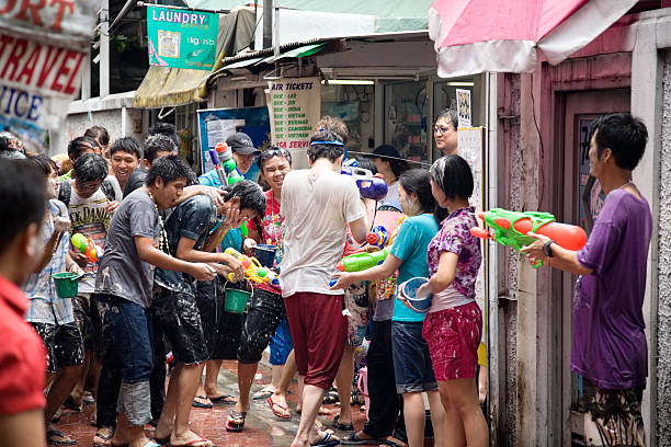 Songkran 태국인 새해 스톡 사진