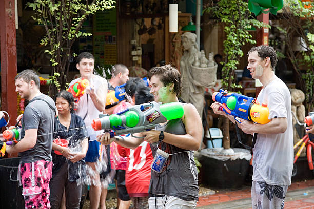 Songkran 태국인 새해 스톡 사진