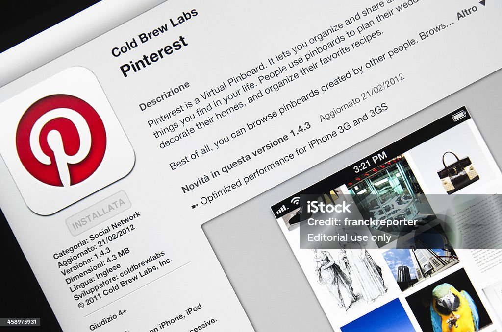 マクロの Pinterest のアプリ、apple store 、ipad 3 - iPadのロイヤリティフリーストックフォト
