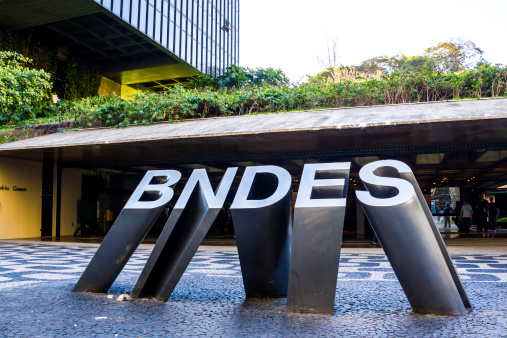 Rio de Janeiro, Brazil - August 13, 2012: The Banco Nacional de Desenvolvimento Economico e Social (BNDES) is a federal public bank destinated for long terms financial funding for Brazilian development in many social, regional and environmental areas.