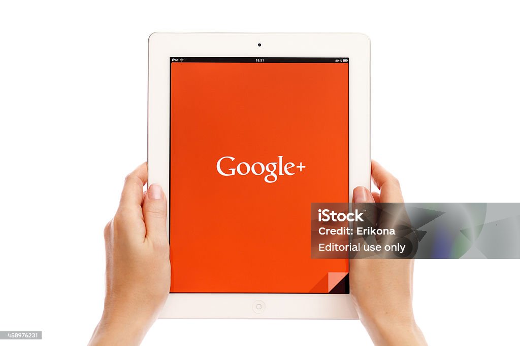 Google Plus no iPad - Royalty-free Aplicação móvel Foto de stock