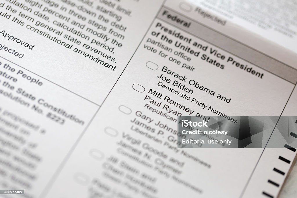Voto elettorale 2012 - Foto stock royalty-free di Scheda di votazione