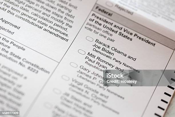 Voto Elettorale 2012 - Fotografie stock e altre immagini di Scheda di votazione - Scheda di votazione, Vuoto, 2012