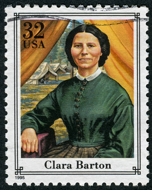 Clara Barton Stamp "Richmond, Virginia, USA - September 7th, 2012: Cancelled Stamp From The United States Featuring The Founder Of The American Red Cross, Clara Barton." clara barton stock pictures, royalty-free photos & images
