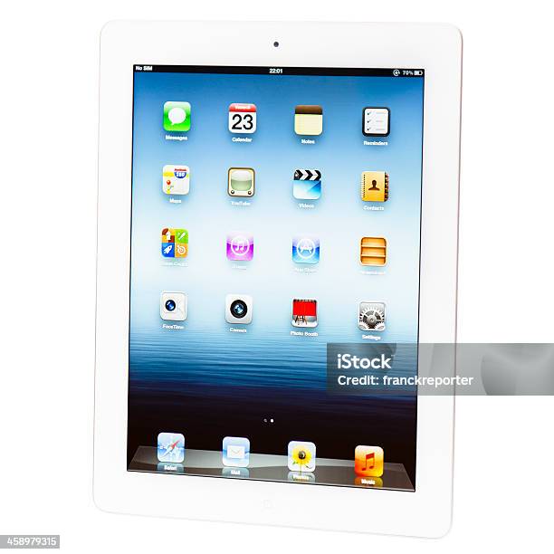 The New Apple Ipad 3 White Version Isolated Stock Photo - Download Image Now - Big Tech, Communication, Computer