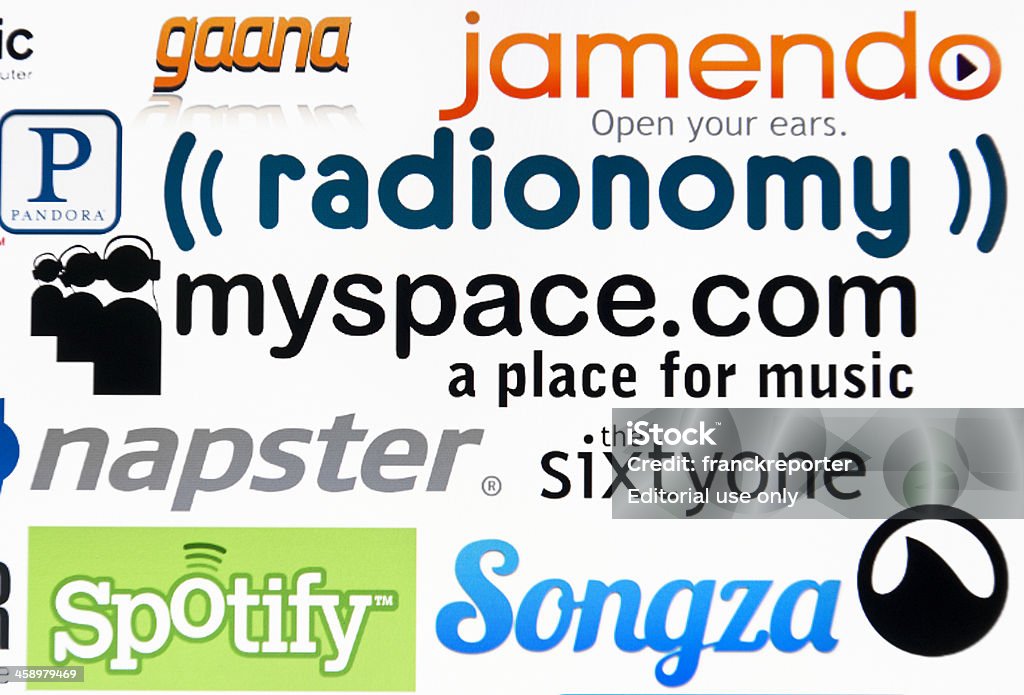 logotype más famosas de sitio web para música de sound - Foto de stock de Colorido libre de derechos