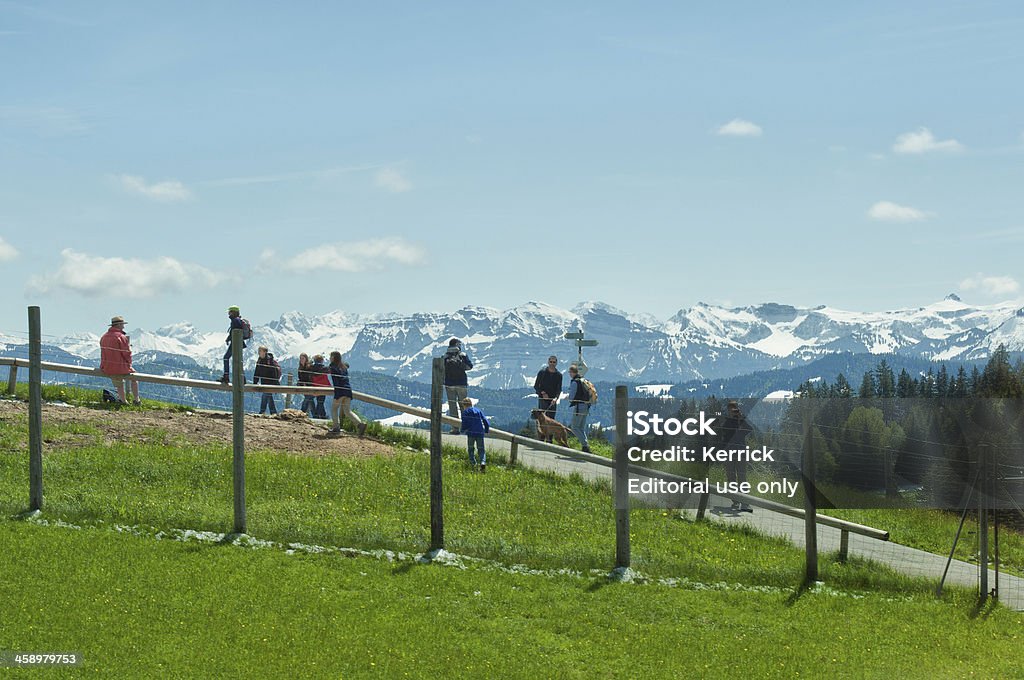 Wandern Gruppe im Pfander mit Blick auf breidalsegga lake - Lizenzfrei Bregenz Stock-Foto