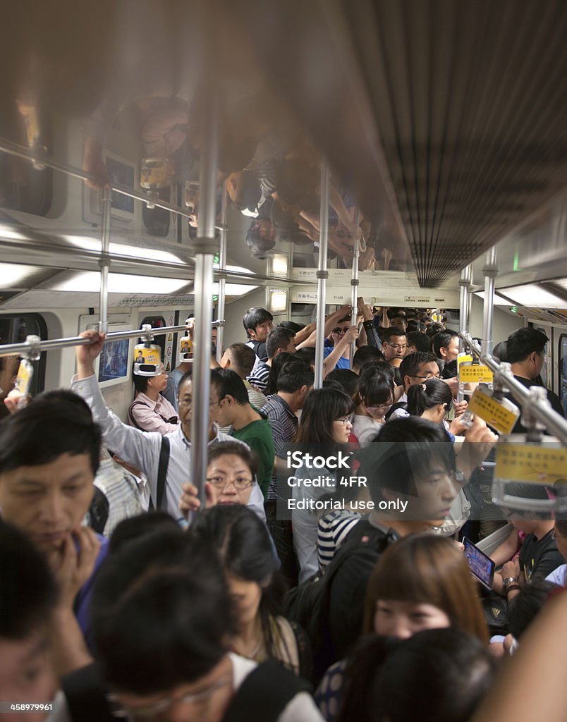 Überfüllten U-Bahn, Shanghai, China - Lizenzfrei Asien Stock-Foto