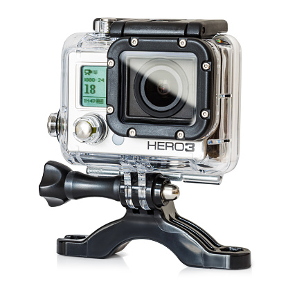 Ljubljana, Slovenia - March 7, 2013: A GoPro HERO3 Black Edition camera is the world's most versatile camera. It enables capturing up to 4k resolution video and 12 Mpix photos with several other convinient functions including built-in Wi-Fi, placed in rugged housing is waterproof to 197ft/60m deep. It was launched in November, 2012. 