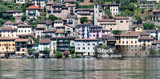 Gandria Medieval Aldeia Na Costa Do Lago Lugano Suíça - Fotografias de stock e mais imagens de Aldeia