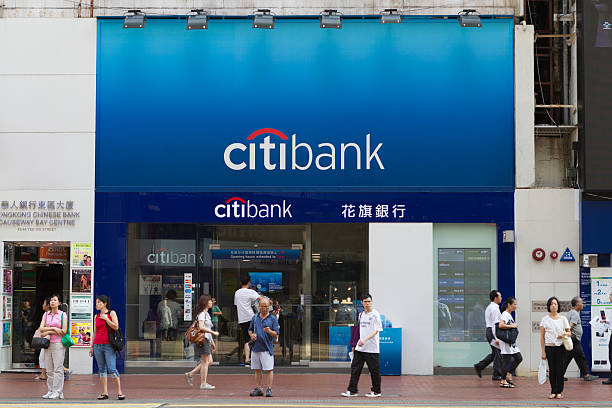 citibank ブランチで香港 - named financial services company ストックフォトと画像