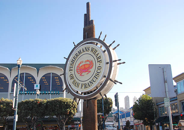 fishman's wharf San Francisco, USA - October 4, 2009: sign of fishman's wharf  in San Francisco. Fishman's wharf is the number 39 pier where many travelers visit everyday. fishermans wharf stock pictures, royalty-free photos & images