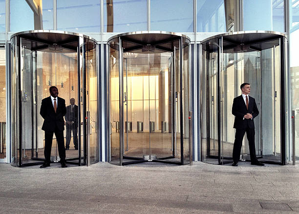 Security staff at the Shard, London. stock photo