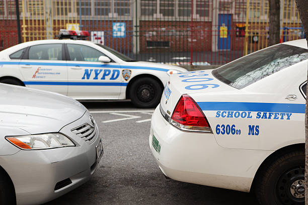 NYC Police School Safety patrol cars stock photo