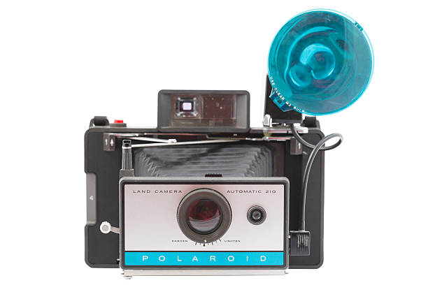 Cantley, Canada - February 23, 2012: On this picture you can see a vintage Polaroid 210 Automatic Land Camera with flash on a white background. This camera was manufactured from 1967 to 1969 by the Polaroid Corporation of Cambridge, Massachusetts, USA. 