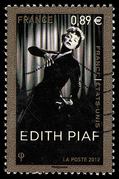 frankreich edith piaf briefmarke - postage stamp correspondence postmark macro stock-fotos und bilder