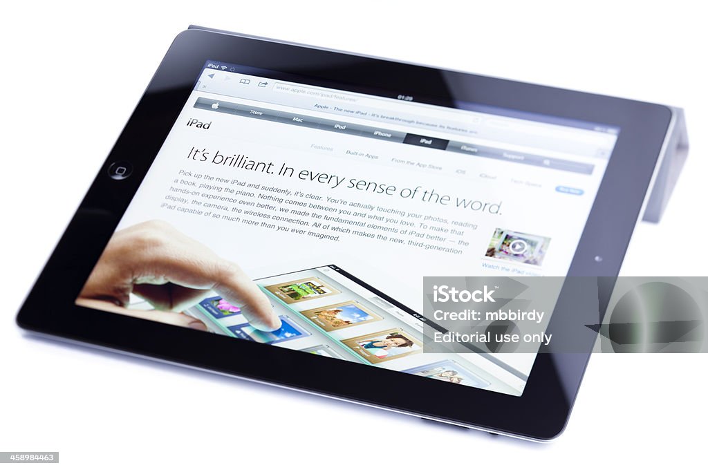 Apple iPad 3, (o novo iPad, isolada no branco ",Apple iPad 3 (o novo iPad) - Foto de stock de .com royalty-free