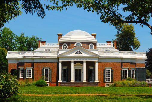 Charlottesville, Virginia, USA - June 17, 2012: Monticello, home of President Thomas Jefferson, is now a major tourist destination in central Virignia.