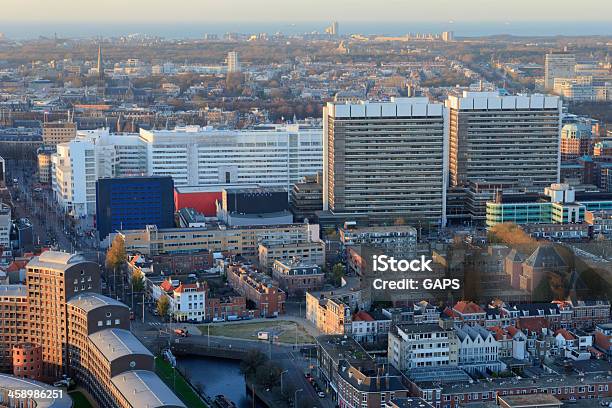 Вид С Воздуха На Гаагуs City Centre — стоковые фотографии и другие картинки Архитектура - Архитектура, Без людей, Вечерние сумерки