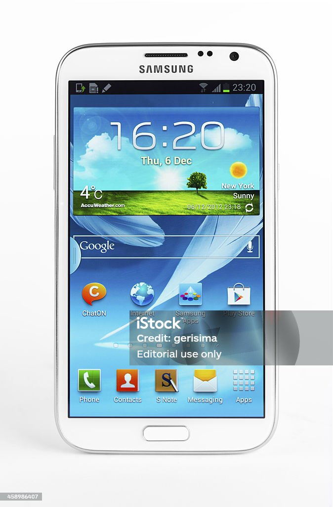 Galaxy Note II da Samsung N7100 isolado a branco - Royalty-free Telefone Inteligente Foto de stock