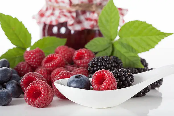 Close up of fruits used to make homemade jam