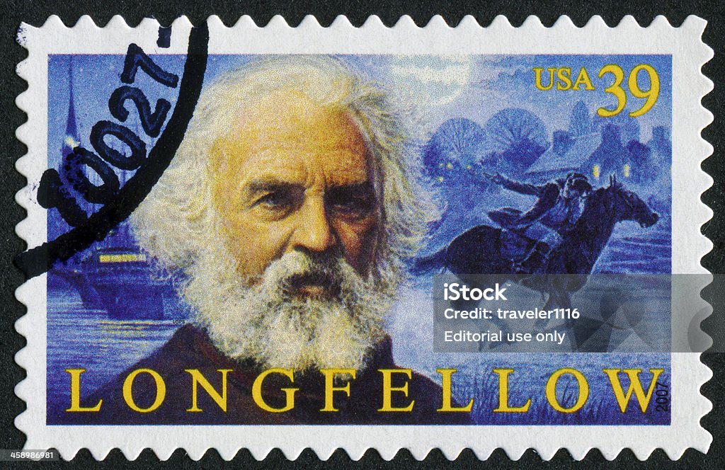 Henry Wadsworth Longfellow Stamp - Foto stock royalty-free di Adulto